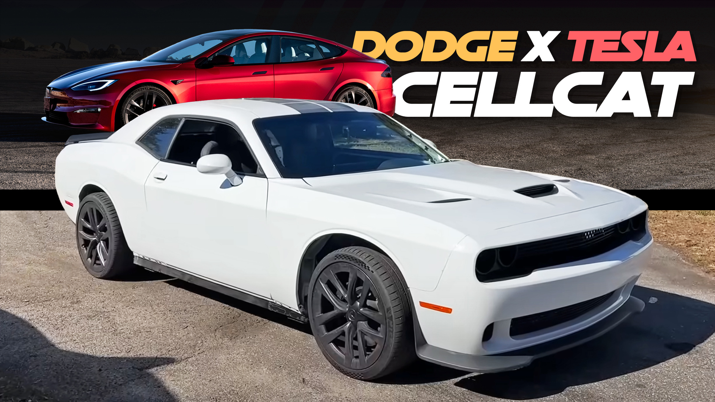 Tesla Model S Plaid Transforms Into A Dodge Challenger Hellcat After Body Swap