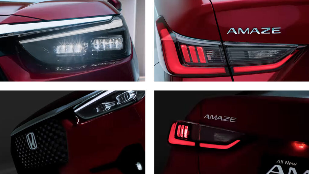  New Honda Amaze Budget Sedan Shows Its Fancy LEDs Ahead Of December 4 Debut